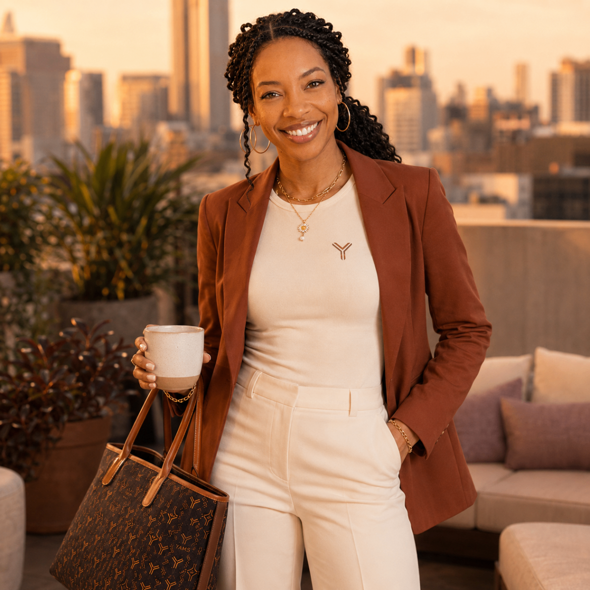 Whit Dubo, digital marketing and growth strategist, on a rooftop at golden hour